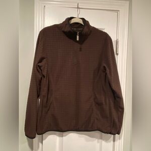 Wooly Bully Wear Size L Brown Waffle Fleece Quarter Zip Mock Neck Pullover Top